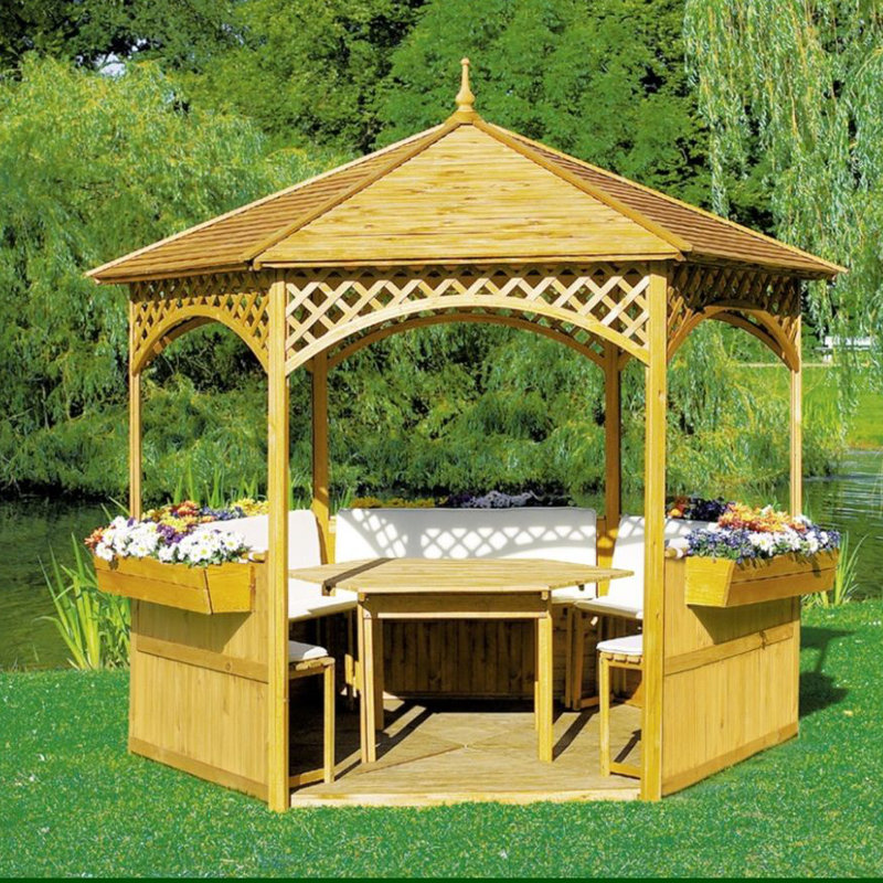 Sol 72 Outdoor Palma 3.5m x 3m Solid Wood Permanent Gazebo Wayfair.co.uk